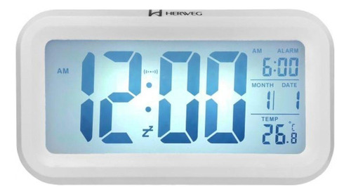 Despertador Digital Herweg 2980 021 Branco Com Iluminação