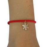 Pulsera Copo De Nieve Baño De Oro 18k Con Cordón Ajustable