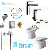 Set Baño Ferrum Varese Corto Griferia Aromo Bajo Ext Tecla