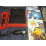 Nintendo Wii Mini Red Motion Plus Rojo Con Juego Nunchuck 