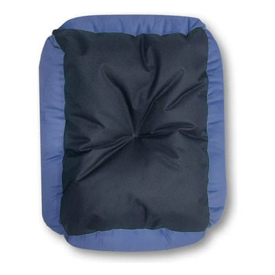 Cama Grande Almohadón Para Perro Y Gato Colita Feliz Azul Suede Lavable Liso