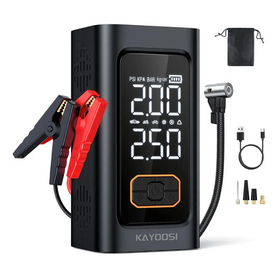 Arrancador de Batería Auto 9500a Portátil,Cargadore de Baterias de Coche Inflador 150psi Con Powerbank, 12v Arrancador Portátil de Batería de Coche Pantalla Y Digital Flash Led Linterna Para Autos | Envío gratis