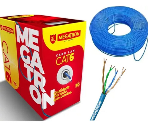 Cabo De Rede, Cat6 305m Azul, Utp 4 Pares - Megatron