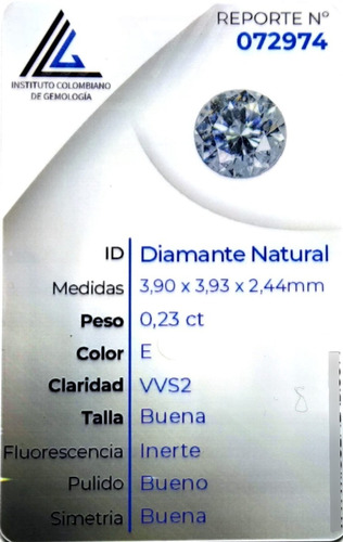 Diamante Natural Certificado 0.23ct 