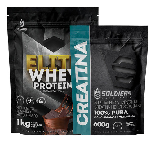 Kit: Elite Pro Whey 80% 1kg+creatina 600g-soldiers Nutrition