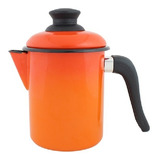 Leiteira Esmaltada Laranja 10/0,9l Com Tampa  Ewel