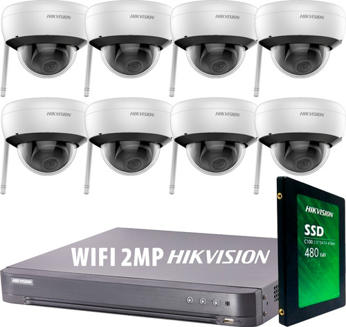 Kit Seguridad Ip Hikvision Dvr 8 + 8 Camaras Wifi 2mp + 1tb
