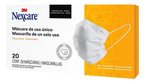 3m Nexcare Mascarilla Desechable Uso Diario, 20 Piezas Color Blanco
