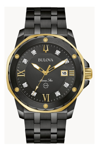 Reloj Bulova Marine Star 98d176 Original Caballero Color De La Correa Negro Color Del Bisel Negro Color Del Fondo Negro