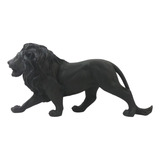 Escultura Estátua Decorativa Leão De Pé Andando Resina 23cm Cor Leão-preto