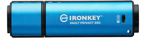 Memoria Usb-c Kingston Ironkey Vault Privacy 50c 8gb Aes-256 Color Azul Liso