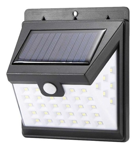 Lampara Panel Solar Aplique Exterior De 40 Led Con Sensor Color Negro