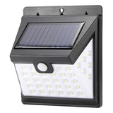 Lampara Panel Solar Aplique Exterior De 40 Led Con Sensor Color Negro