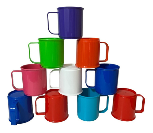 50 Tazas/jarro Plasticas Irrompibles De Colores Nuevo Modelo