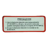 Etiqueta Cajuela Especificación Llanta De Refaccion Tsuru Or