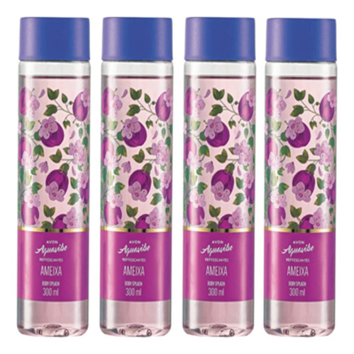 Kit Com 4 Perfume Ameixa Avon Refrescantes Aquavibe - 300ml