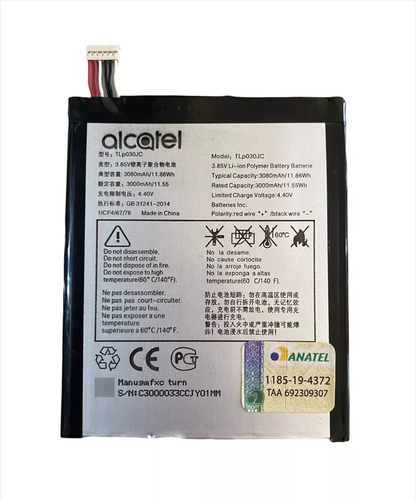 Flex Carga Bat-ria Alcatel A3 Xl 9008j Tlp030jc 