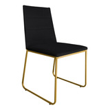 Cadeira De Jantar Lille Base Metal Dourada Estofada Veludo Cor Da Estrutura Da Cadeira Dourado Cor Do Assento Preto