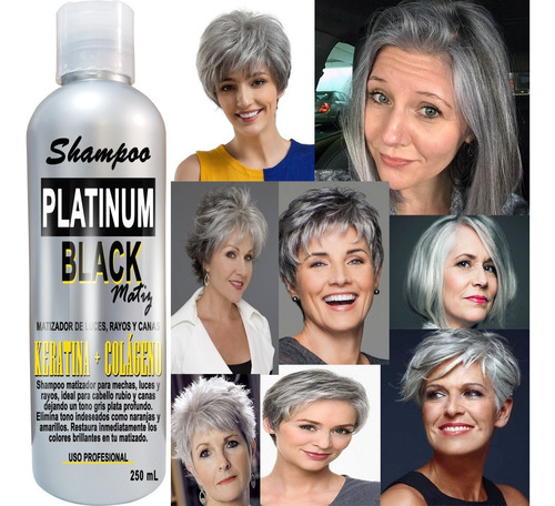 12 Shampoo Matizador Canas Gris Plata 250ml Platinumblack 