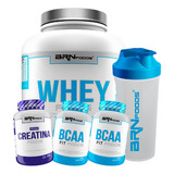 Whey 2kg + Creatina + 2x Bcaa 100g + Coqueteleira Sabor Chocolate