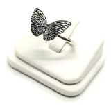 Anillo Mariposa Ajustable Plata 925 Envejecido + Cajita