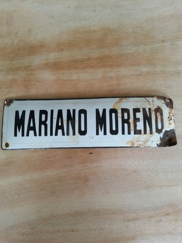 Cartel Enlozado Mariano Moreno 20 X 6 Cm