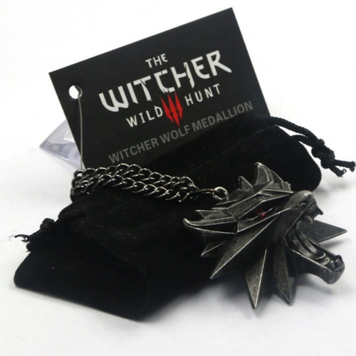 Collar The Witcher Medallón Wild Hunt Game Acero Negro