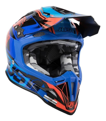 Casco Just1 J12 Dominator Blue Red 100% Carbono