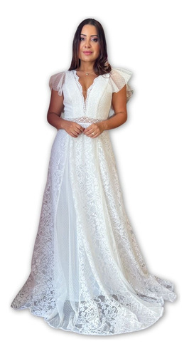  Vestido Longo Doce Maria Toronto Branco P/ Noivas Casamento