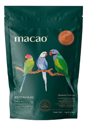 Macao Alimento Aves 1 Kg Croquetas Kramer Perico Collar