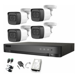 Hikvision Kit 4 Cámaras Metálicas 5mp De Videovigilancia Exterior Hik5mpslq-kit(b)4csc3 + Hdd 3tb Microfono Incorporado Alta Calidad Circuito Cerrado Facil Instalación Color Blanco