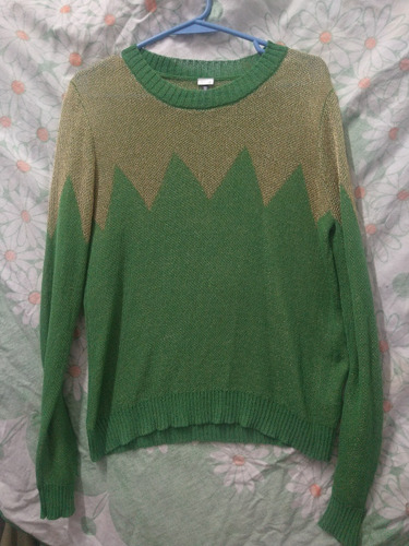 Sweters Hilo Verde Y Dorado Retro Vintage 