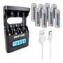 Cargador USB-C Beston 4 Puertos + 8 Pilas AA Recargables 2800mAh Ni-MH | Envío gratis