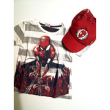 Aurojul  Remera Y Gorra Con Visera Hombre Araña-marvel