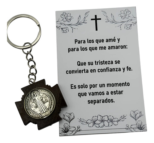 Recuerdo 10 Llaveros Cruz Madera San Benito Luctuoso Bautizo