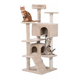 Rascador Gatos 1.30 Mts Modelo Torre Beige Pethome Chile