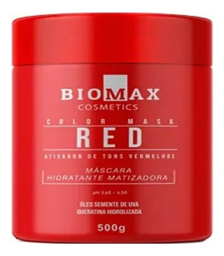 Máscara Matizadora Tonalizante Vermelho Red 500g - Biomax