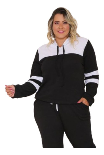 Conjunto Plus Size Moletom Feminino G1 Ao G3 Malha Crepe