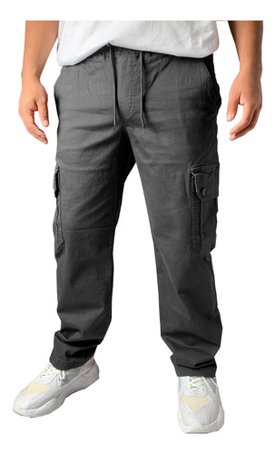 Pantalon Cargo Mom Gabardina Sin Puño Hombre