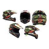 Casco Moto Cross Blanco Verde Militar Certificado Dm Xeverus