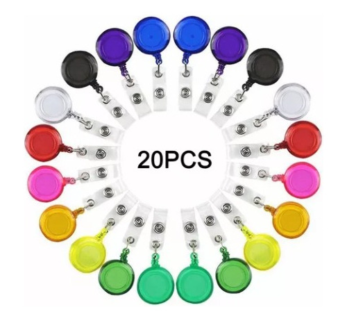 20 Pzs Yoyos Porta Gafete Retráctil Colores