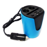 Cargador Toma Auto Multiple Doble Usb + 2 Toma 12 V Vaso 