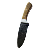 Cuchillo Artesanal Acero De Damasco Madera De Retama