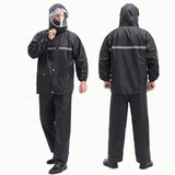 Impermeable Negro Para Motociclista Reflejantes 