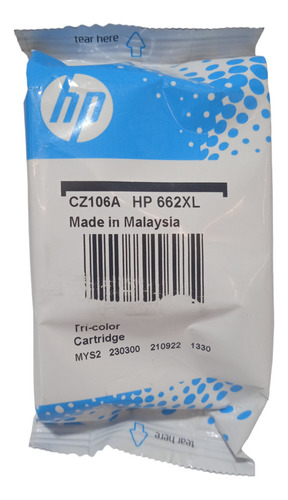 Cartucho De Tinta Hp 662xl Tricolor En Bolsa Sellada 