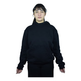 Buzo Canguro Capucha Liso Negro Hoodie Frisa Hombre Mujer