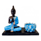 Incensário Buda Hindu Flor Namastê Tailandês Tibetano Cor Azul