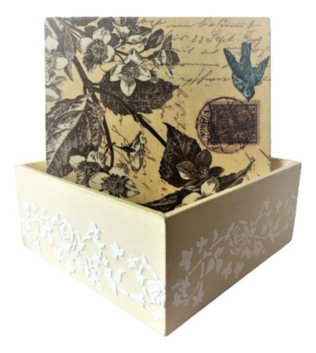 Cajas Técnica Decoupage Con Relieve Barnizadas Artesanales