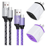 Bloque De Carga Android, Cable De Microcarga De 6 Pies, Dobl