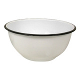 Bowl Enlozado Blanco Borde Negro. Diametro 18x8cm